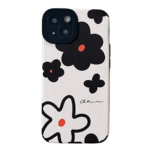 Cute Flower Phone Case Compatible With Iphone 13 Protective Cover Fashion Faux Leather Silicone Cases For Apple Iphone 13 - White #TOP22