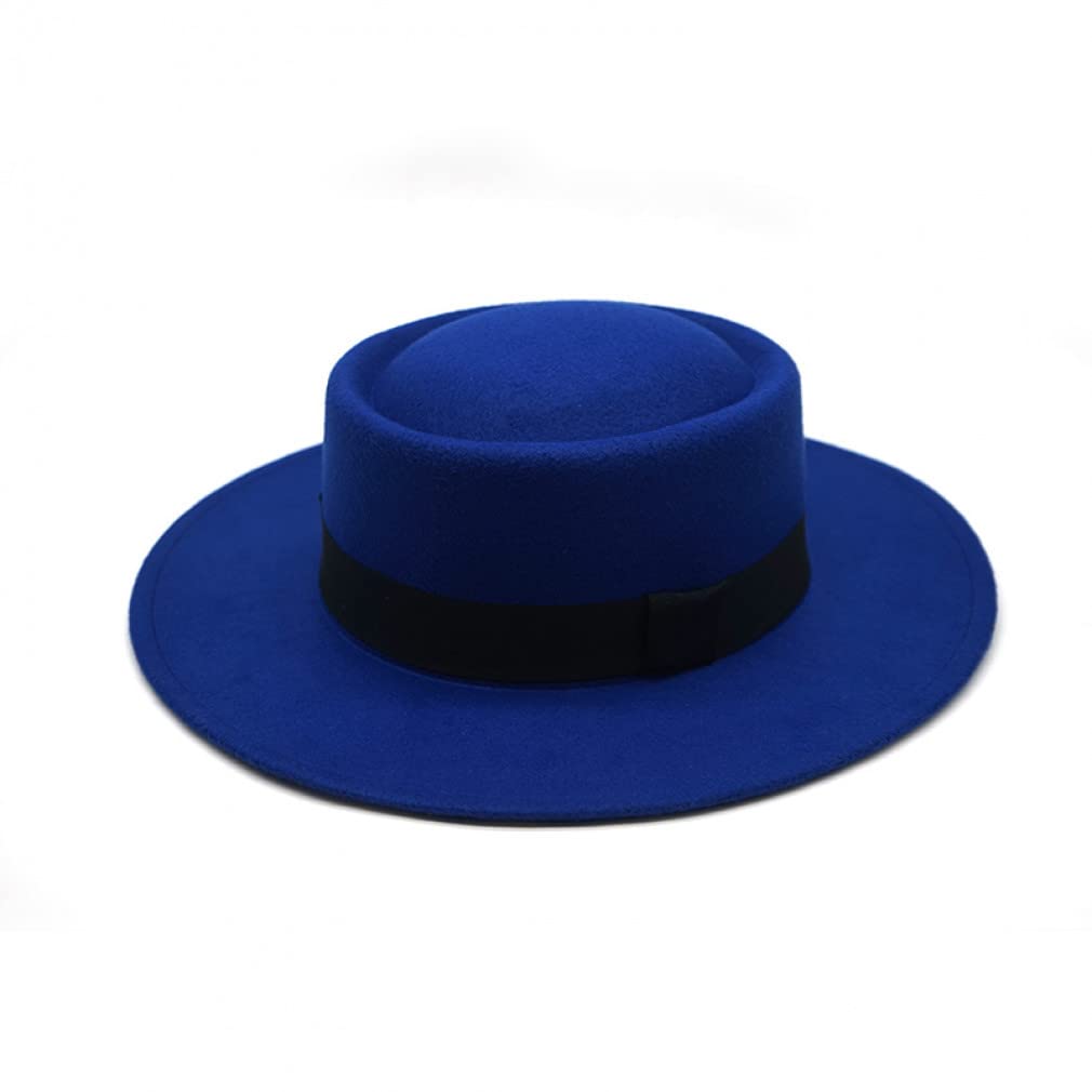 Cappelli Invernali Fedora Larghi a Tesa Larga per Donna Tinta Unita Parte Superiore Piatta Nastro Nero Cappellino Casual