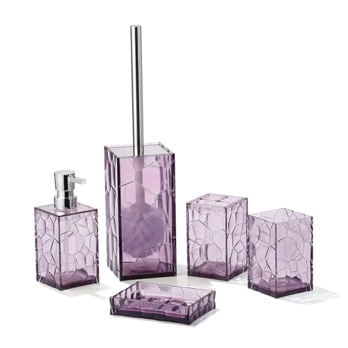 Lot de 5 Accessoires de Salle de Bain en Acrylique Transparent, Anti-Rouille, Comprend Un...