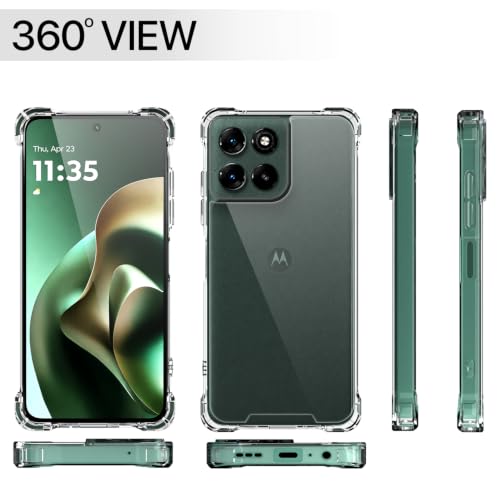 Image of Outlouders Back Cover for Motorola Moto G67 Power 5G / G57 Power 5G / G Max 5G Clear Transparent PC + TPU Bumper Case with Raised Edges for Shockproof Protection (Transparent)
