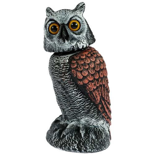 Dandelionsky Owl Bird Scarer Tool Fake Owl Decoy to Scare Birds Away Simulation Owl Bird Deterrent with 360 Swivel Head Realistic Owl Statue Pigeon Scarer Plastic Scarecrow for Garden Outdoor Yard