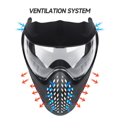 Image of Xaegistac Paintball Mask-Intergrated Sun Visor Airsoft Mask | Airsoft Mask with Wide Field of View, Anti Fog, Adjustable Headband for Paintball, Airsoft