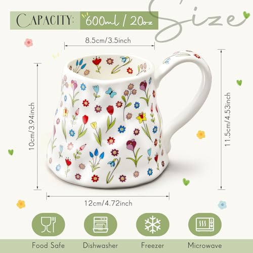 Pack 2 tazas grandes de cerámica con diseño floral miniatura 2
