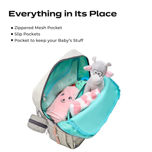 Image of Luxury Baby Diaper Bag For Mother Multi-Utility Backpack with Detachable Pouch - Spacious Travel & with Multiple Compartments, Padded Shoulder Straps, Side Pockets & Top Handle - Lightweight