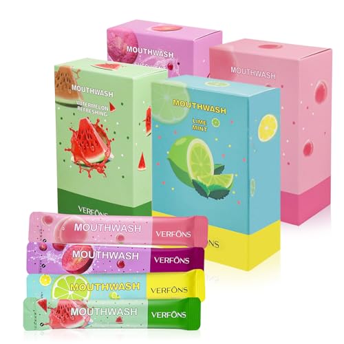 Mini enjuague bucal, enjuague bucal portátil de tamaño de viaje, 0.35 onzas líquidas, empaquetado individualmente, para refrescar el aliento, imprescindible para el trabajo, viajes, citas (80 piezas),