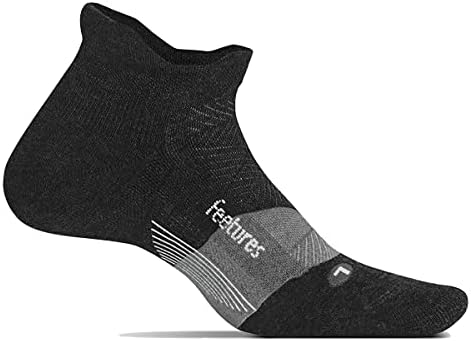 Feetures Merino 10 Cushion No Show Tab Sock Stripe (1 Pair) Large, Charcoal