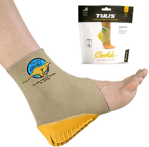 Tuli’s Cheetah Heel Cup with Compression Sleeve for Sever’s Disease and Heel Pain for Gymnasts and Dancers, Fitted Small