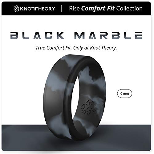 Bague en silicone design Knot Theory marbre noir finition biseautée