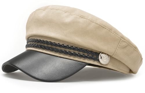 WULIQIUQIU Women Newsboy Cap Fiddler Caps Classic Beret Hat Fisherman Flat Hats, Beige, One size