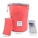 INVODA Drawstring Cosmetic Bag 2PCS Travel Makeup Bag for Women Toiletry Bag Portable Drawstring Make up Organizer Bag for Travel (Pink+Red)