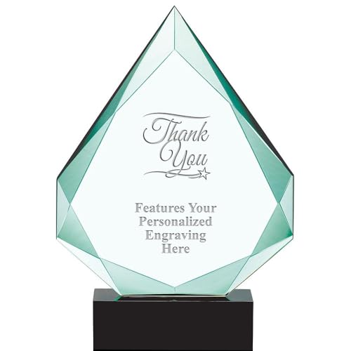 Crown Awards Personalized Crystal Trophy, 13" Engraved Thank You Legacy Jade Crystal Award Prime