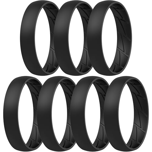 Image of ThunderFit Silicone Rings for Him and Her, Rubber Engagement Bands Unisex - 1 /4 /5 /7 /8 Variety Multipack