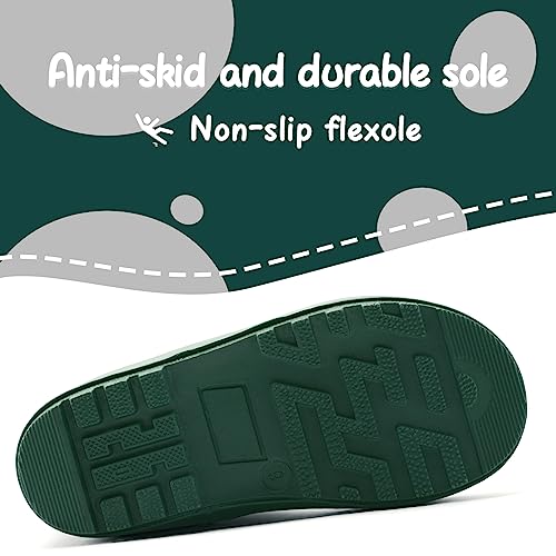 Image of mysoft Kids Rain Boots for Girls Boys Toddler Waterproof Rubber Cute Printed with Easy-On Handles