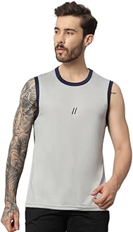 ATICX Men's Polyester Sports Sleeveless T Shirt - Gym Vest, Workout Sando, Training Tank Top, Cut Sleeves Quick Dry Tee for Running, Swimming, Badminton, Fitness & Sports