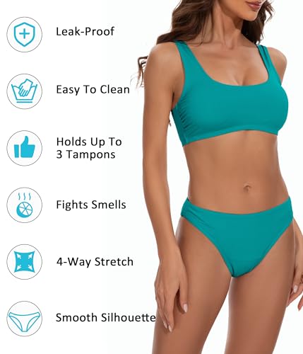 Image of Beautikini Period Swimwear for Teens Two Piece Leakproof Menstrual Bikini Swimsuit Sporty Bathing Suits for Girls Women