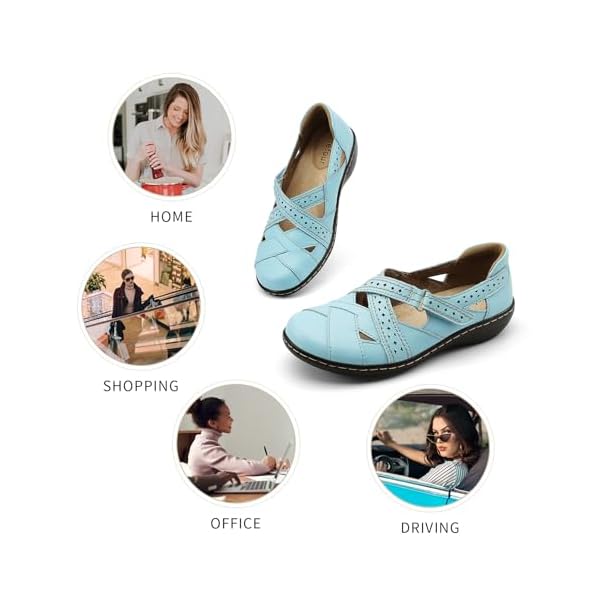 Irrefour Women's Classic Genuine Leather Casual Loafer Cute Slip-On Fashion Closed Toe Flat Sandal Comfy Work Sandal Everyday Walking Shoe - Image 5