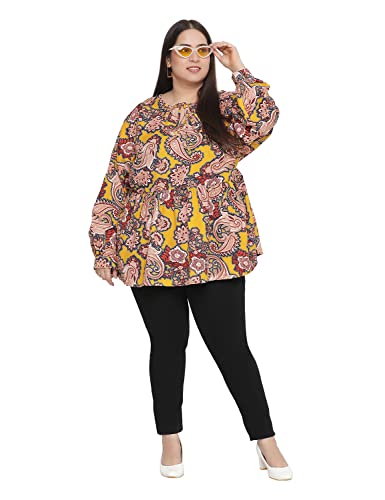 Image of oxolloxo Muffin Blue Floral Print Stylish Plus Size Women top