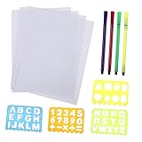 Beaupretty 向けプラスチック製アルファベット 数字ステンシル定規 可愛いデザイン 耐水性 洗浄可能 学習用画板尺子 幼児 学生用丈夫で