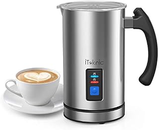 iTeknic Milk Frother, Electric Milk Steamer Stainless Steel, Automatic Foam Maker For Coffee
