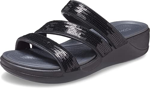 crocs womens Boca Sequin Strappy Wedge Black Sandal - 2 UK (W4) (207645-001) (B09775S94P) Amazon Price History, Amazon Price Tracker