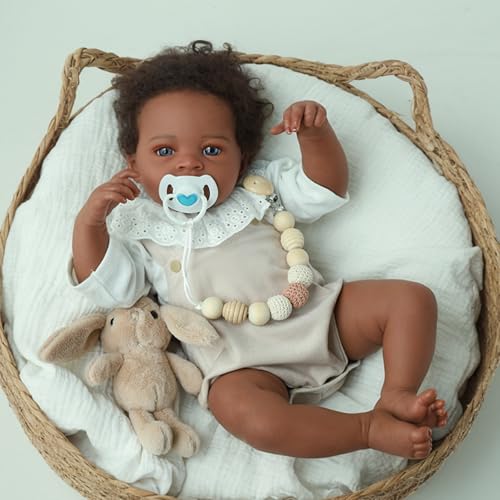 WOOROY Lifelike Reborn Baby Dolls Black – 20-Inch Realistic African American Newborn Baby Doll, Real Life Baby Dolls,Silicone Baby Doll with Full Vinyl Body with Accessories Gift for Kids Ages 3+