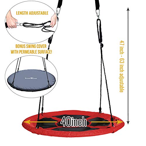 image for Royal Oak Saucer Tree Swing,Giant 40 Inches with Carabiners and Flags,