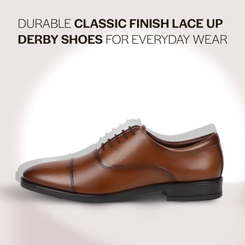Image of FAUSTO Men's Formal Office Meetings Work Lace-Up Derby Shoes