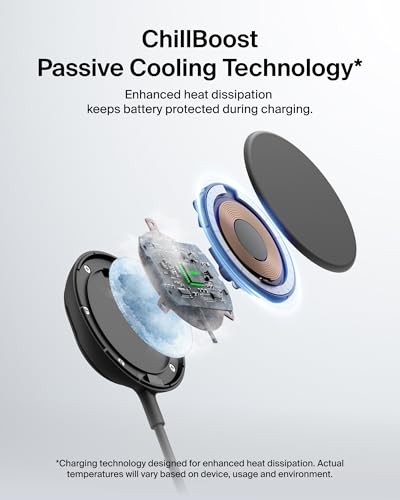 Image of Belkin Qi2 25W Magnetic Wireless Charging Pad, Fast Charging, No Adapter | MagSafe compatible, iPhone 17 Series, Samsung Galaxy, Pixel 10, AirPods Pro, kickstand, travel charger