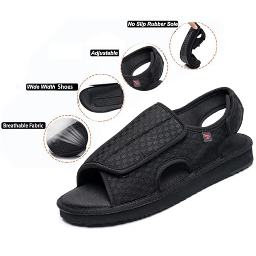 Open Toe Sandals for Men,Lightweight Comfort,Hiking Outdoor Non-slip Sandals,Adjustable Diabetic Shoes Suitable for the elderly,people with hallux valgus and foot deformity2