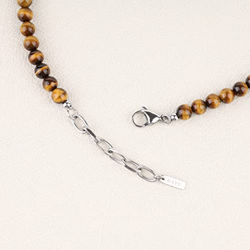 Gavu Men's Raven Healing Crystal Beaded Tiger Eye Necklace #TOP5