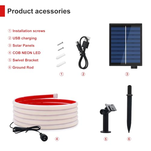 Tira LED solar COB 24V 6.56FT Luz blanca cálida KISUFU miniatura 7