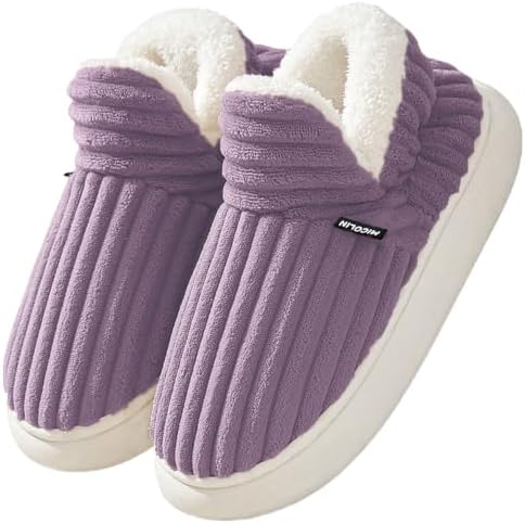 Misolin Hausschuhe Damen Winter Wärme Kordsamt Geschlossen Pantoffeln | Unisex, Weiche Memory-Schaum, Bequeme Plüsch Slippers, Rutschfeste Sohle, Indoor Outdoor