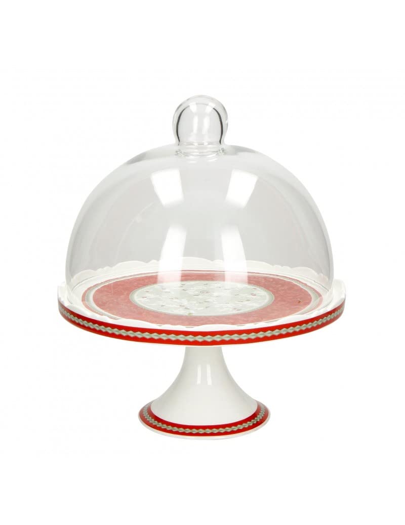 Rehausseur en porcelaine cloche verre Brandani plat de service sur pied 22cm