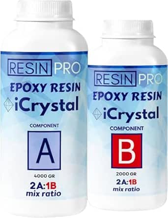 Resin Pro ® Epoxyhars ultra transparant Transparante Epoxyhars Watereffect Voor Modelbouw, Artistieke creaties, Glasvezel reparaties, Artistieke vloeren, Scheepvaart, voor folie-applicatie (1 mm) en afgietsels tot 3 cm - 1600 g