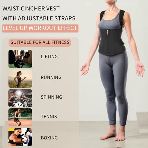 Waist Trainer for Women Tummy Control Sports,Workout Waist Cincher Corset Adjustable Shoulder Strap with Zipper Hook3