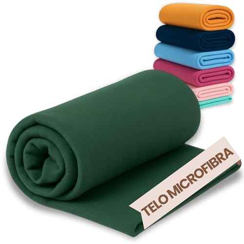 SoNiT home decor - Telo Microfibra - Telo Mare Ultra Leggero - Asciugatura Rapida - Ideale per Spiaggia - Sport e Viaggi - 90x160cm - (Verde Scuro, 90x160)
