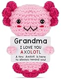 Weming Grandma Gift from Granddaughter, Mini Handmade Crochet Axolotl Gift for Mother's Day & Birthday, I Love You Sentimental Funny Cute Small Unique Presents for Grandmother Nana
