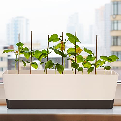 Skelang, 3er Set rechteckige Pflanzgefäße, 42,4 cm, Fensterbank-Blumenkasten für Sukkulenten, Kräuter, Gemüse – Ansicht 5