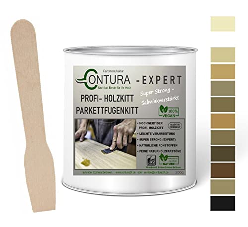 Contura Holzkitt 200g Parkett &Fugenkitt Spachtelmasse Kitt Holz Spachtel Holzpaste Knetholz Reperatur (08 Eiche Natur - Hell)