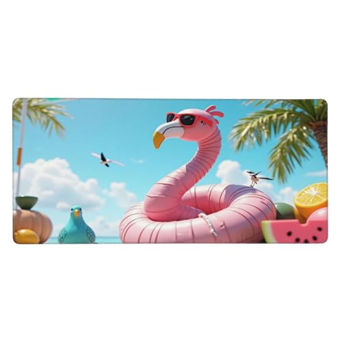 Tapis de souris pour ordinateur portable imprimé flamant rose grand format