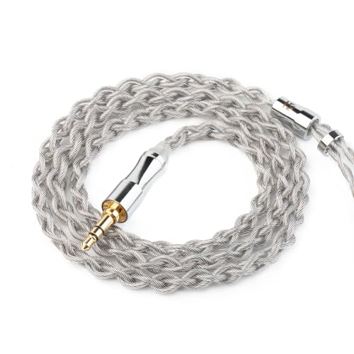 KBEAR Chord IEM Cablen 6N Graphene in 49 Strands Upgrade Braided Cable for Shure SE215/SE425/SE535/SE846/AONIC 215/AONIC 3/AONIC4/AONIC5 (MMCX, Silver Grey, 3.5MM)