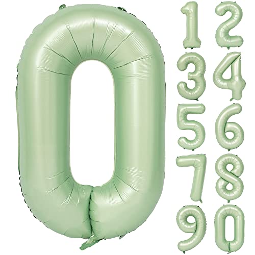 Image of 40 In Olive Green Number Balloons 0 Giant Helium Foil Mylar Green Balloon | Birthday Party Decorations Suitable For Boys' And Girls' Birthday Parties Anniversary celebration digital 0