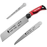 HAUTMEC 3-In-1 Japanese Pull Saw and Jab Saw Set, Quick Tool-Free Blade Replacement, 4-Angle Cutting, Pro SK4 Handsaw with 17TPI & 9TPI Pullsaw, 6TPI Drywallsaw – HTHDM25050