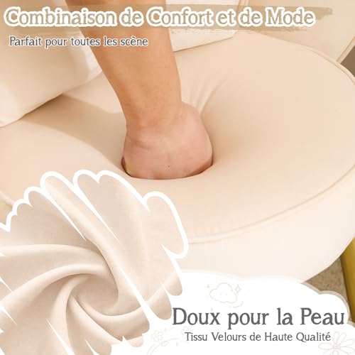Fauteuil Ergonomique Velours Beige Pétale, Bonnlo