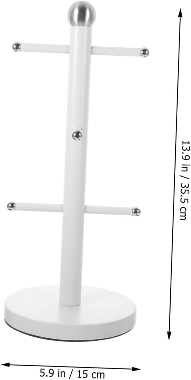 1pc Coffee Mug Holder Tree Stand Cup Storage Rack for Home Kitchen Iron Design for Organizing and Displaying Multiple Mugs Space-saving Milk White Finish