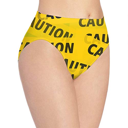 QWERDF Caution Tape Women's Briefs Hipster Seamless Soft Stretch Bikini Underwear- Panties Cotton/Polyester Fiber White