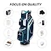 Max Lightweight Golf Cart Bag with Dual Handles and 14 Way Individual Full Length Dividers, Golf Club Bag with 11 Pockets, Large Putter Well, Double Strap Cooler for Men & Women (Ink Blue/White/Mint)
