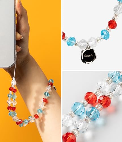 Image of Ringke Beaded Strap Compatible for Cell Phone Case, Cute Aesthetic Stone Beads Charm Keychain Wrist Hand Bracelet Strap for Phone Cover Decoration Accessories for Women, Girls