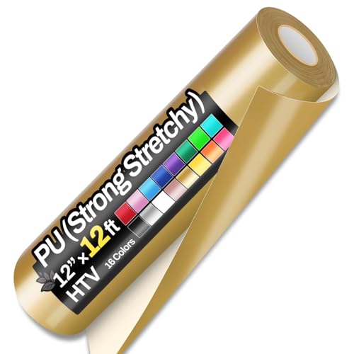 Sooez 12' x 12ft Heat Transfer Vinyl Rolls, Strong Stretchy PU HTV...