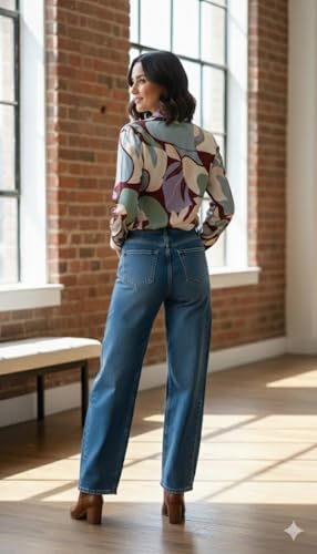 Image of Amazon Brand - INKAST Women Abstract Floral Printed Spread Collar Long Sleeves Casual Cami Shirt